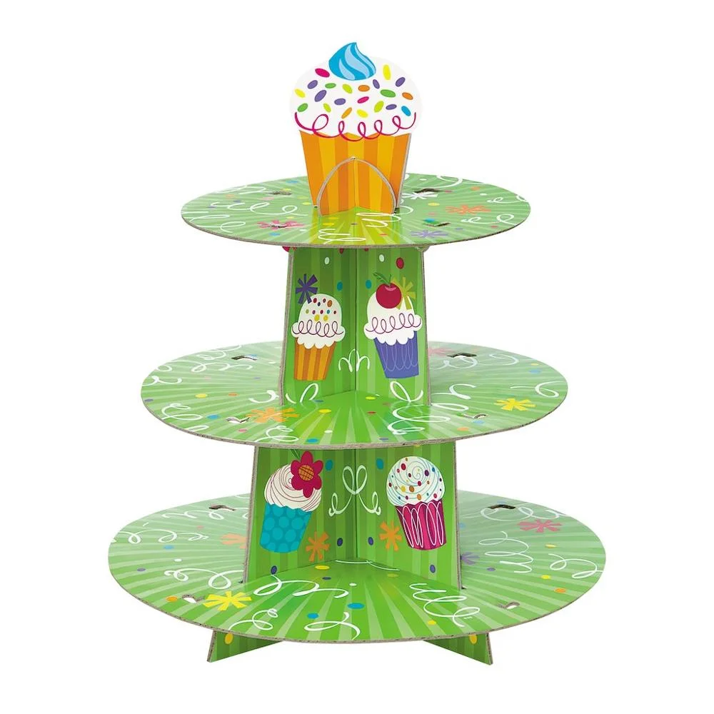 Custom Rotating Cardboard Paper Birthday Wedding Cupcake Stand