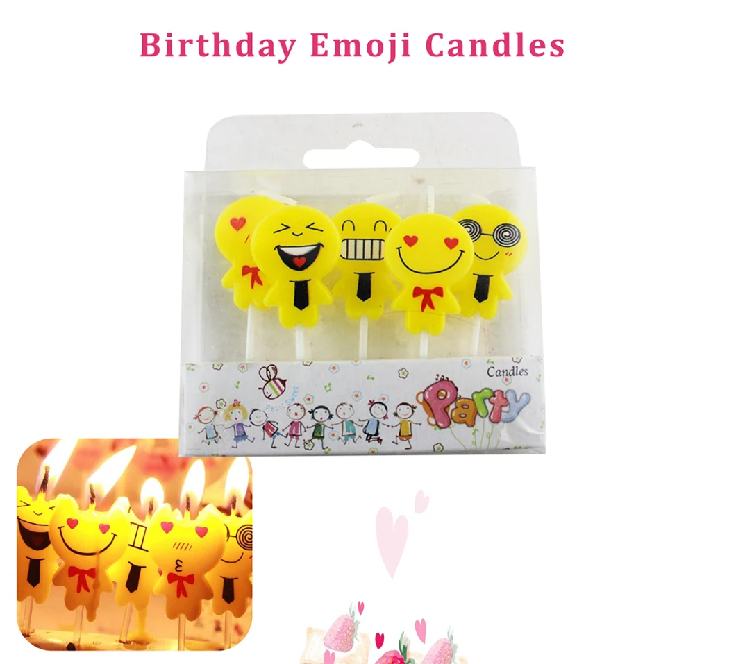 Happy Birthday Cake Topper Set Birthday Party Emoji Cake Candles for Party