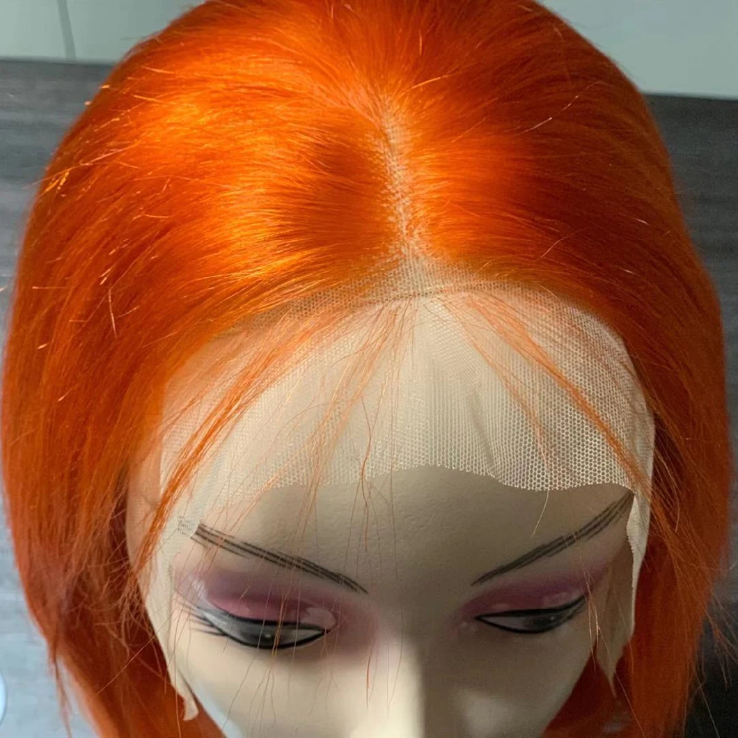Wholesale Pink Yellow Orange Color Brazilian Virgin Human Hair Colored Lace Frontal Bob Wig