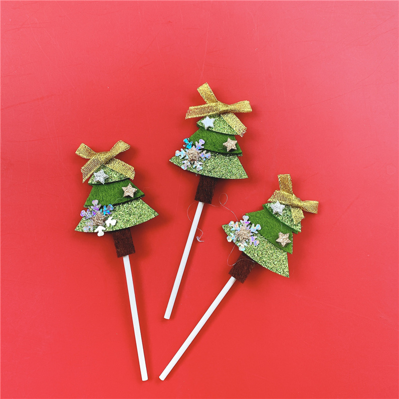 Cute Party Christmas Cupcake Cake Decorating Topper Eco-Friendly Christmas Tree Felt Cake Toppers