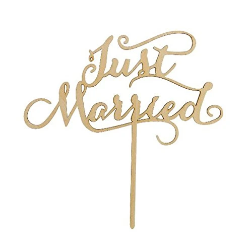 Just Married Wooden Cake Toppers Party Cake Decorating Wedding Favors