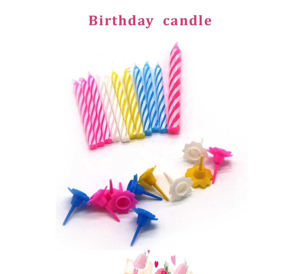 Cake Decorations Cupcake Candles Colorful Striped Spiral Birthday Candles