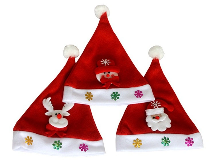 Christmas Articles Non-Woven Fabric Velvet Christmas Hat Glow Adult Children Custom Logo Christmas Hat