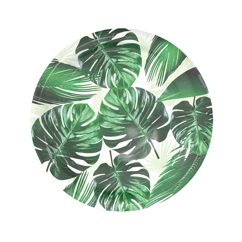 Hawaiian Palm Leaf Disposable Tableware Paper Plate Cups Napkin Tropical Wedding Birthday Event Party Supplies