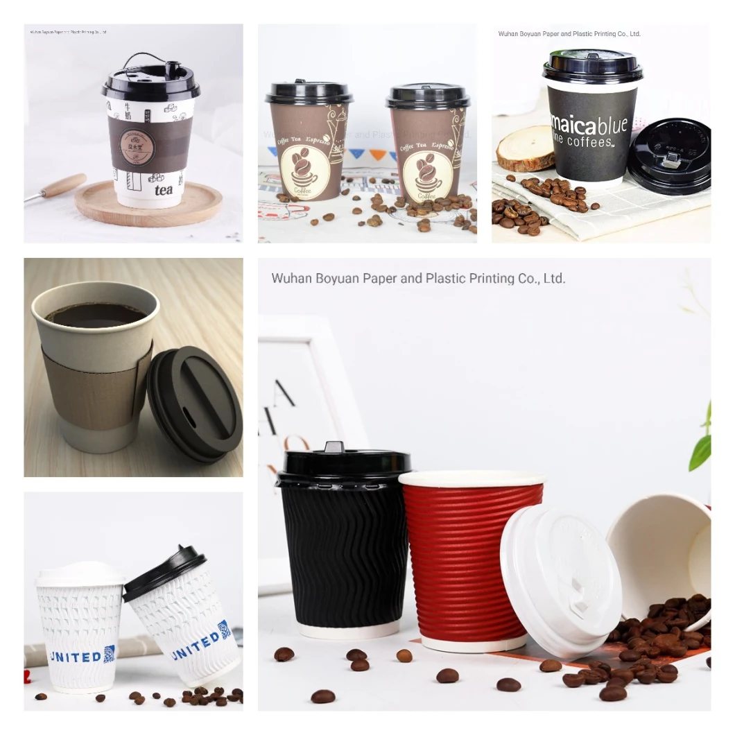 Customized Disposable Paper Drinking Cups for Hot Coffee/ Tea/ Milk Tea