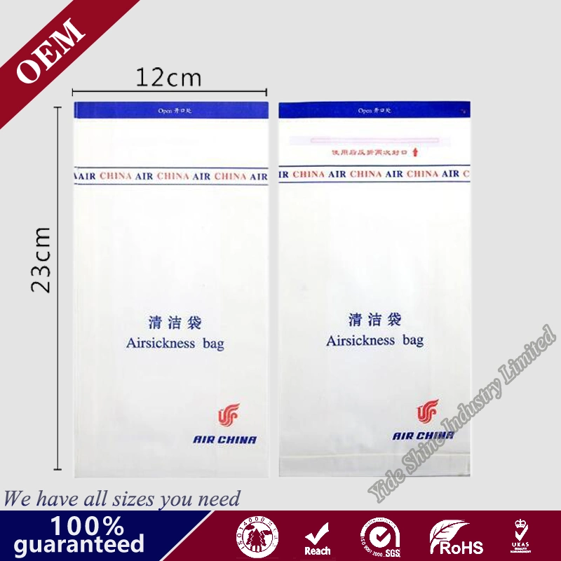 Airplane Offset Paper Vomit Bags Food Grade Custom Printed Kraft Paper Packaging Tin Tie Bags
