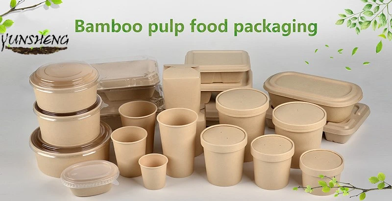 Degradable Disposable Square or Round White or Light Brown Paper Trays with Several Compartments