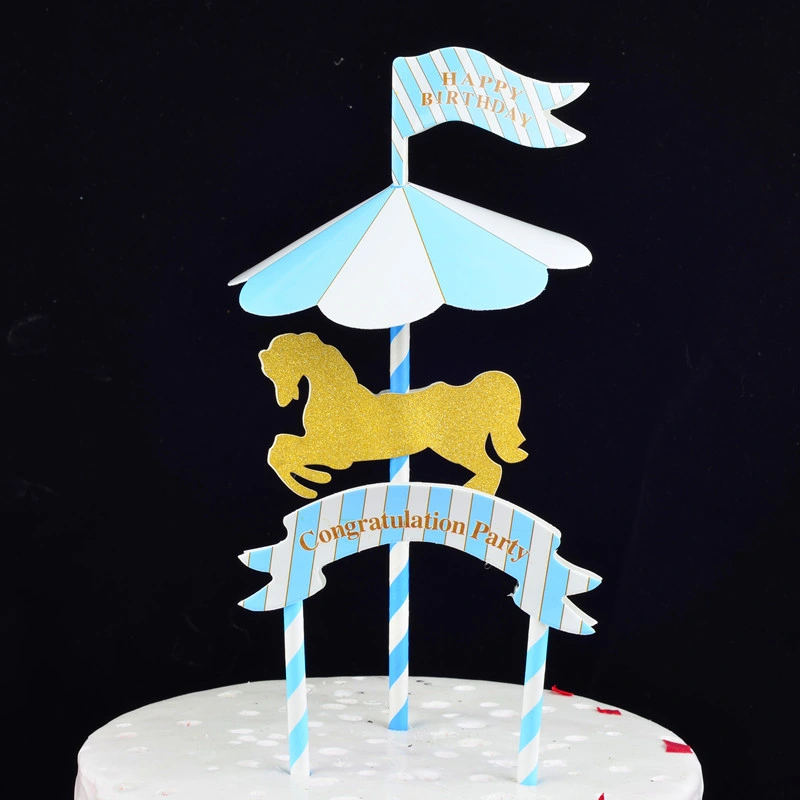 Two Color Paper Merry-Go-Round Birthday Cake Topper