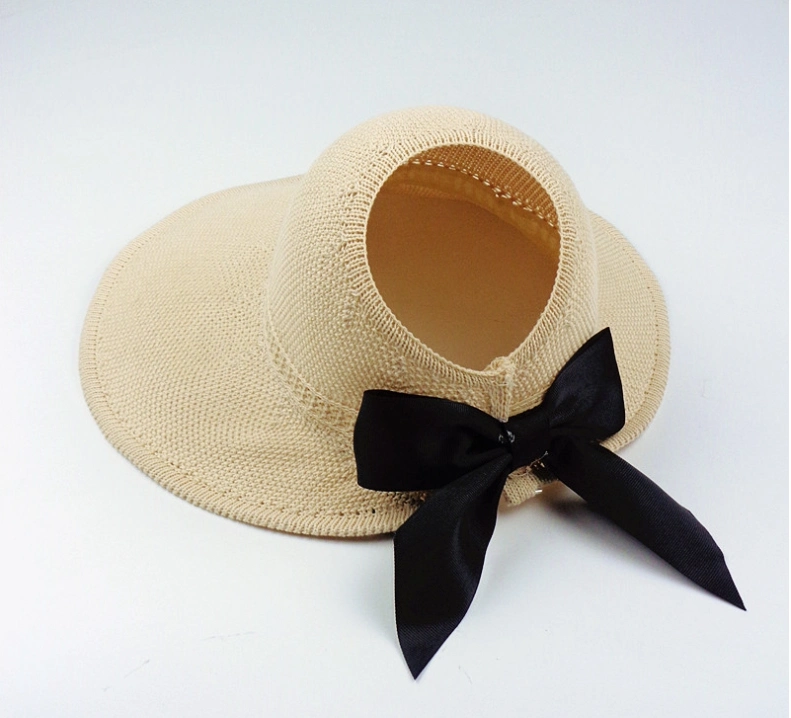 Collapsible Bowknot Sunhat Women's Beach Hat Sun Protection Straw Hat