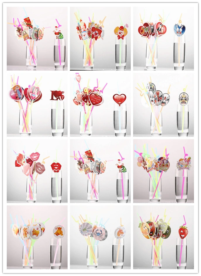 Happy Holiday Creative Cup Straws Party Drinking Straws
