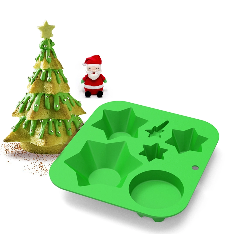 Christmas Tree Silicone Cake Baking Mold Chocolate Tray Children Toys for Home Decoration Gift
