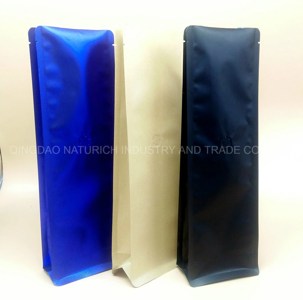 Food Grade Custom Printing Pattern Eight Side Sealed Flat Bottom Kraft Paper Food Bag