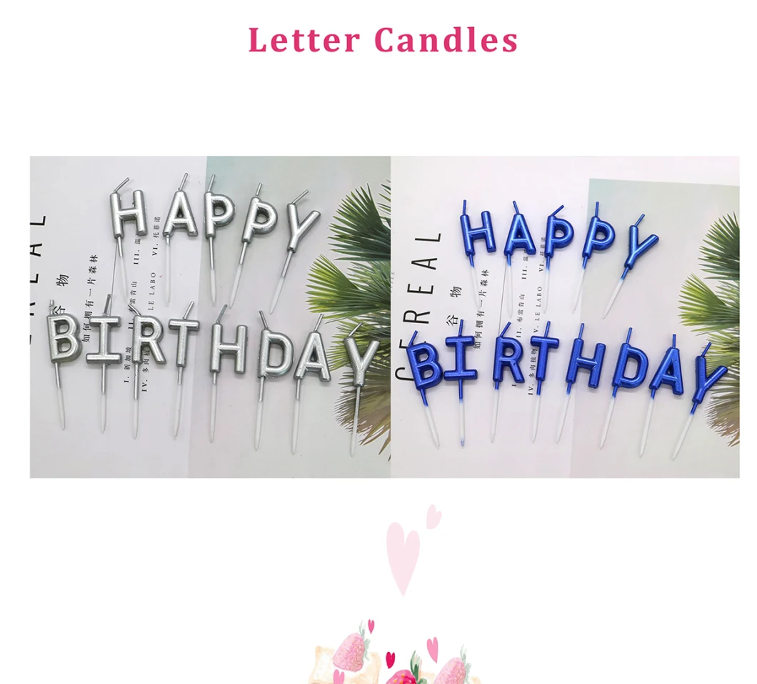 Colorful Golden Cake Candles Baby Happy Birthday Candles for Cake Decoration