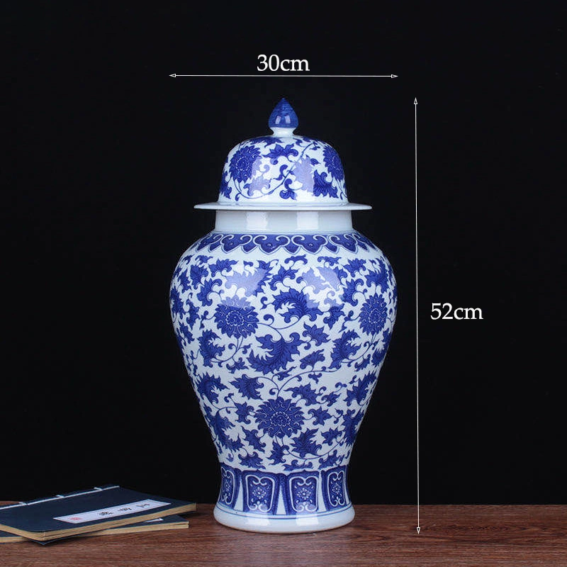 Household Practical Jingdezhen Porcelain Ornaments Blue and White Twined Antique General Pot Blue and White Porcelain
