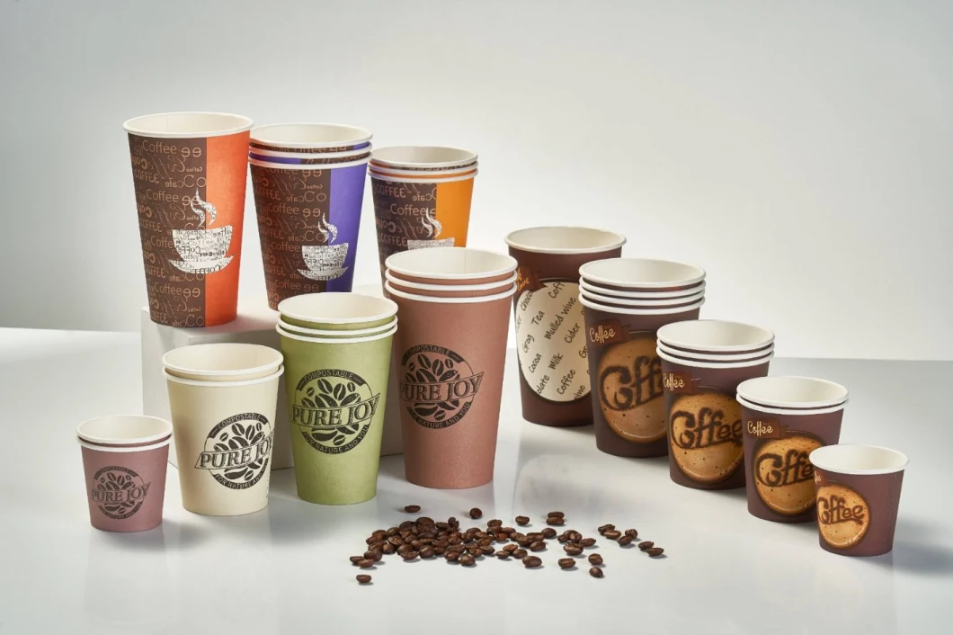 16oz Paper Cups with Lids White Singe Wall Personalized Logo Print Coffee Cups