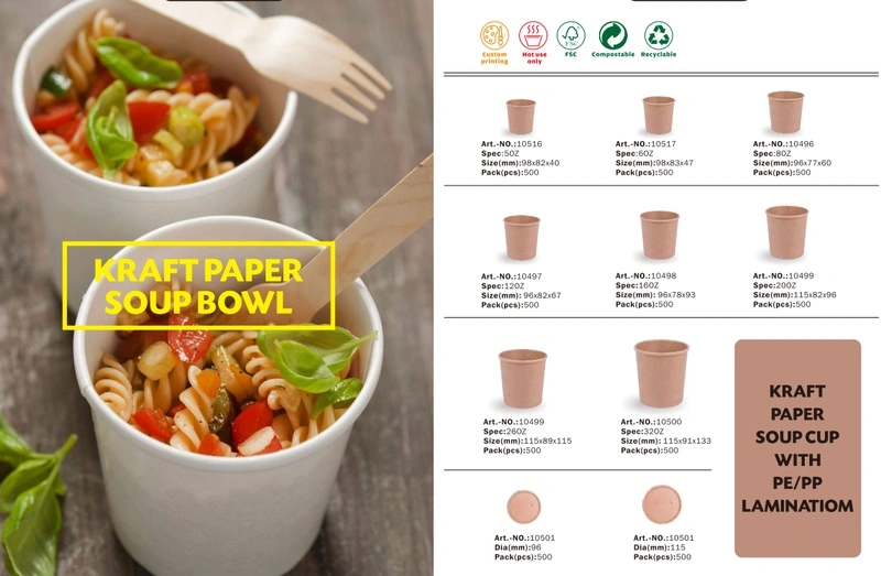 100% Food Grade Kraft Paper Disposable Hot Food Takeaway Cup