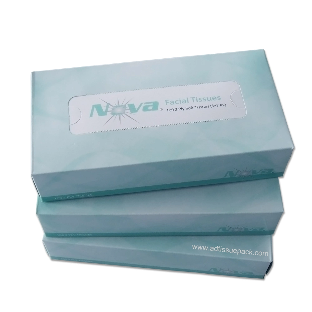 OEM Branding Soft Facial Tissue Paper Napkins 3 Ply 100 Sheets Pure Wood Pulp