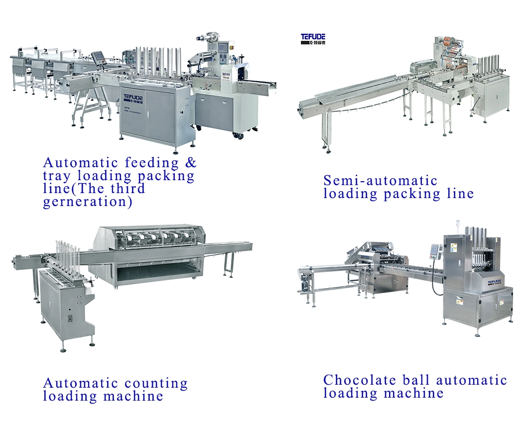 Automatic Bread/Cake/Confectionery/Pastry/Moon Cake/Biscuit Feeding and Tray Loading Packaging Machine Line