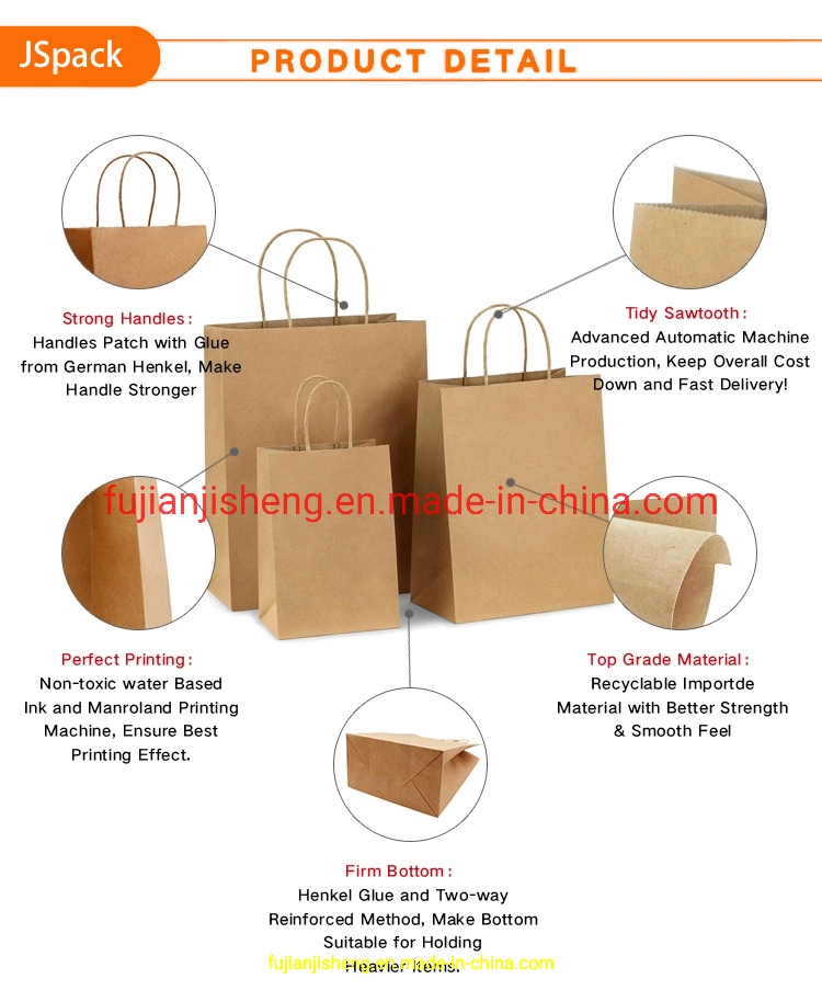 Custom Recyclable Printed Logo Packing White/Black/Brown Kraft Paper Bags with Handles