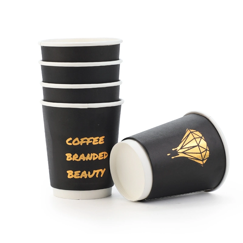Disposable Kraft Paper Coffee Cups with Custom Design Coffee Take out Double Wall Paper Cups