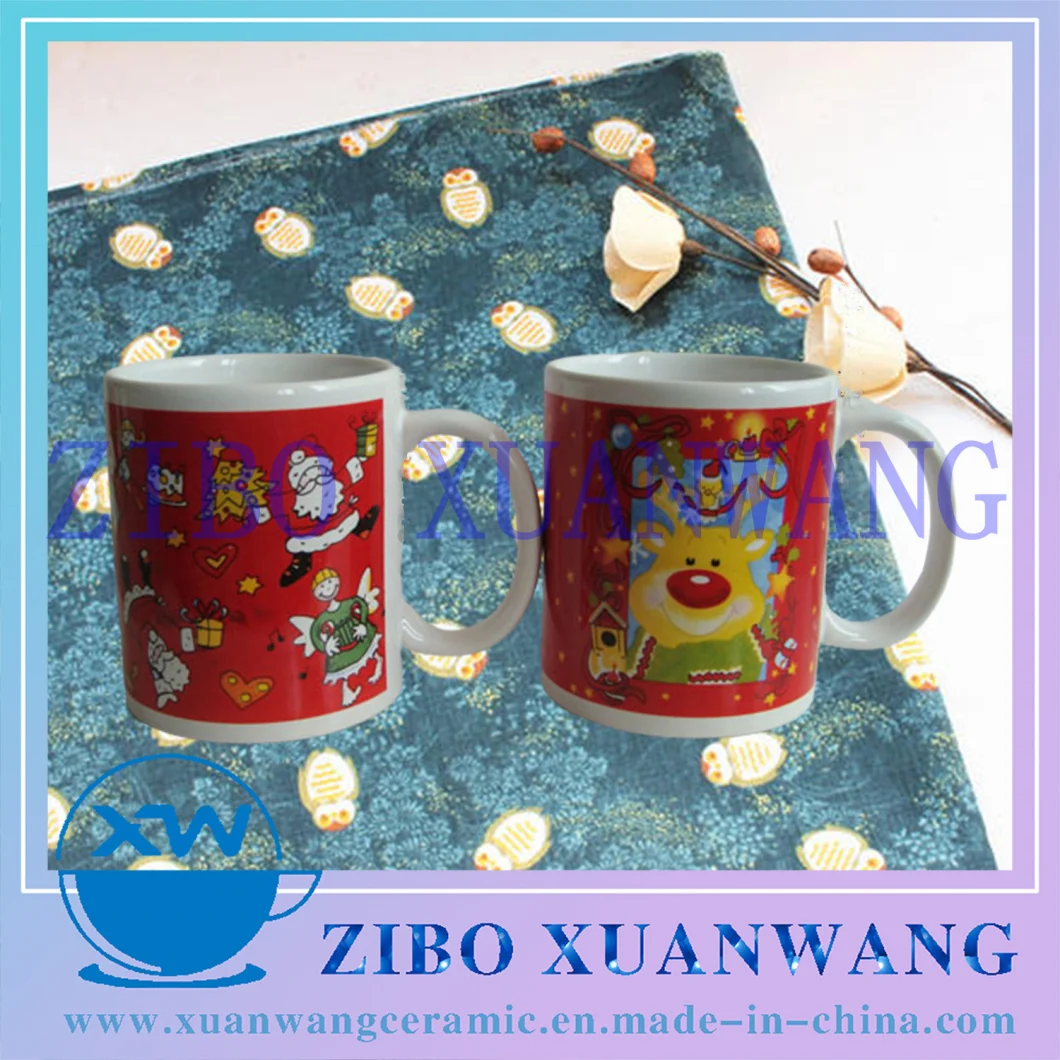 11oz 330ml Ceramic Mug with Carton Christmas Printing Ceramic Coffee Cup for Gift and Promotion