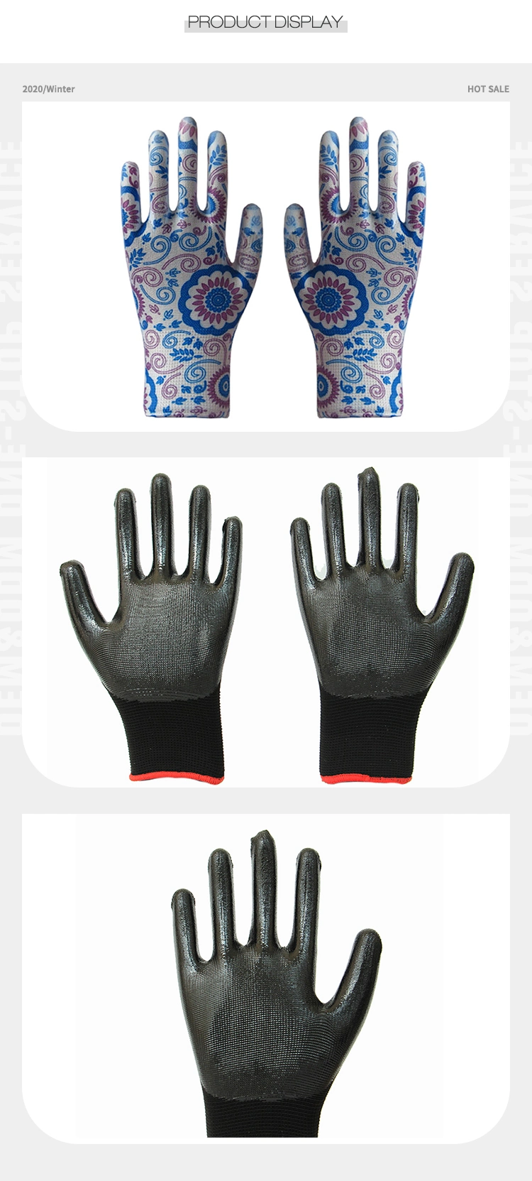 Seamless Carbon Fiber Top Fit Working White ESD Antistatic Working Safety Gloves PU Gloves