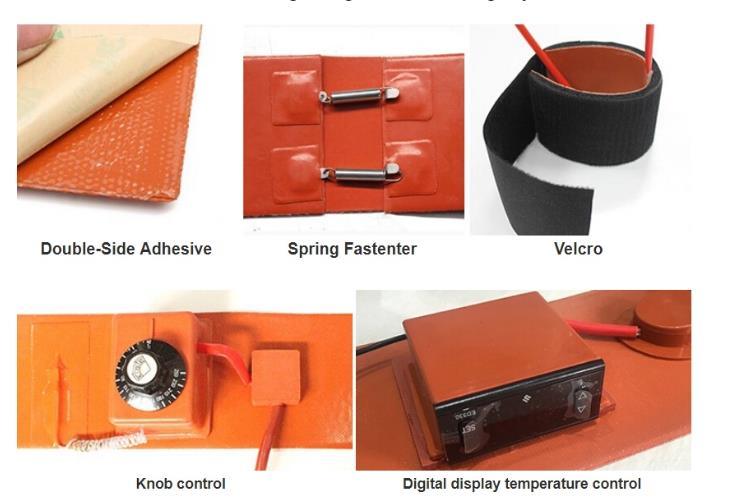 24V 12V 120V 220V 200 Degree Industrial Flexible Silicone Rubber Heating Pad Plate Heater with Thermostat