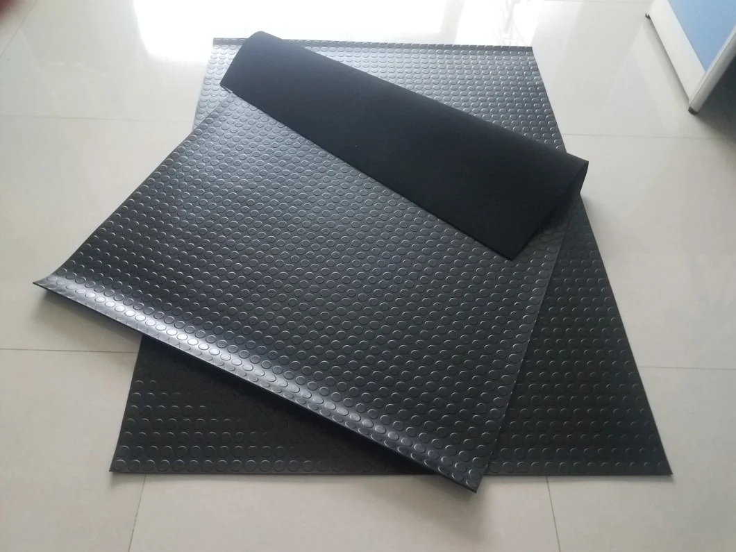 Round Button Rubber Sheet, Stud Rubber Sheet for Flooring Rolls with Red, Black, Grey Color