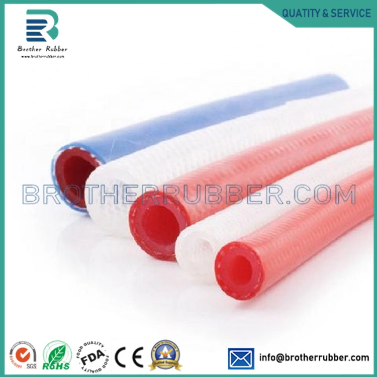 Food Grade Glass Fiber Braided Reinforced Silicone Hose, Clear Silicone Tube, Braided Hose