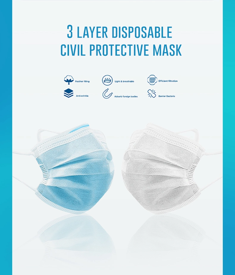 Wholesale Large Stock Disposable Mask 3ply Disposable Personal Protective Anti Virus and Bacteria Face Mask