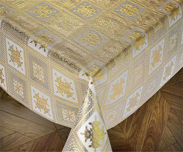 137cm PVC Gold Lace Tablecloths New Designs