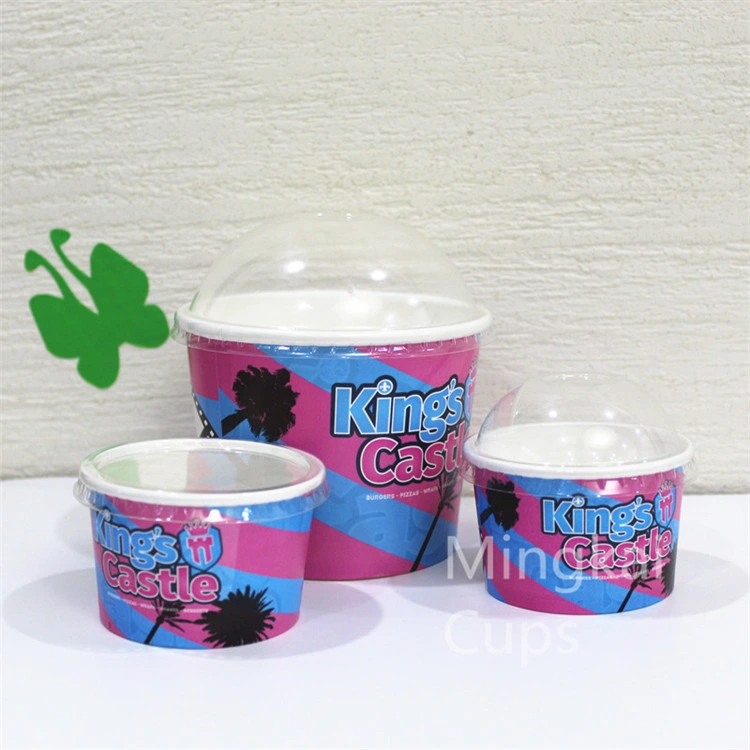 Custom Printed Cardboard Ice Cream Paper Cups with Lids and Spoons Ice Cream Container