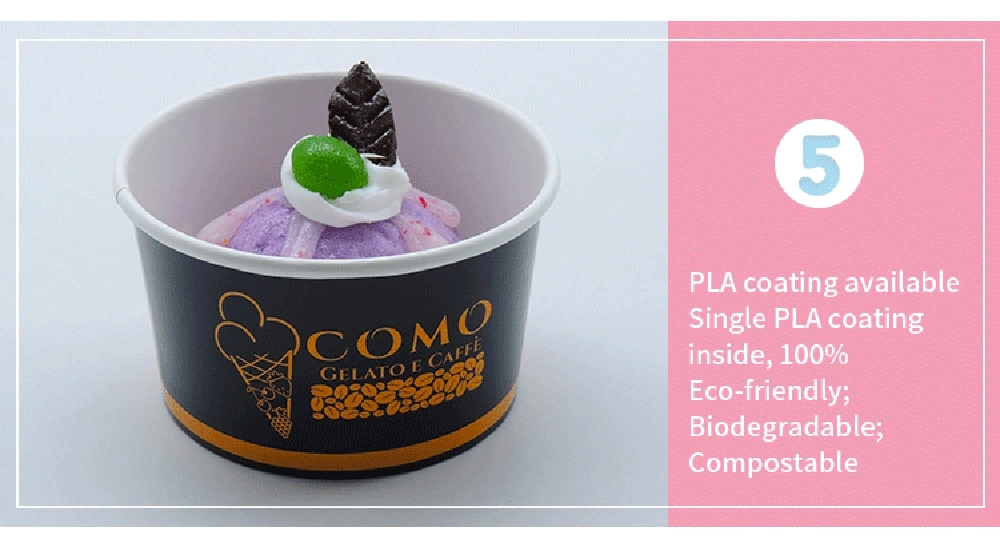 Frozen Yogurt Paper Cup Customized Ice Cream Packaging 16oz Ice Cream Container