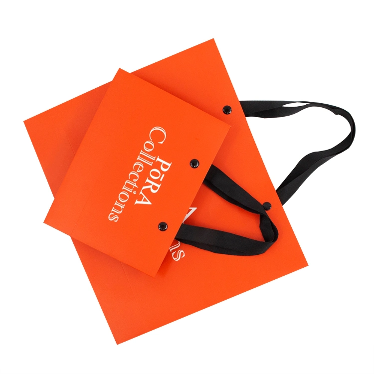 Luxury Custom Gift Paper Bag Tote Bag Rose Orange Color Packaging Paper Bag