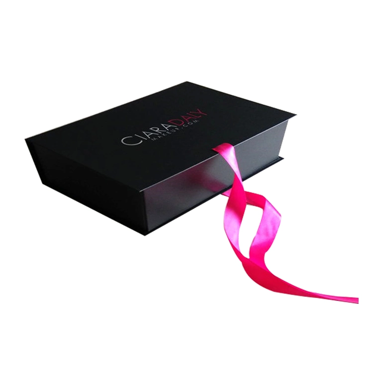 Black Foldable Pink Ribbon Gift Paper Packaging Packing Box