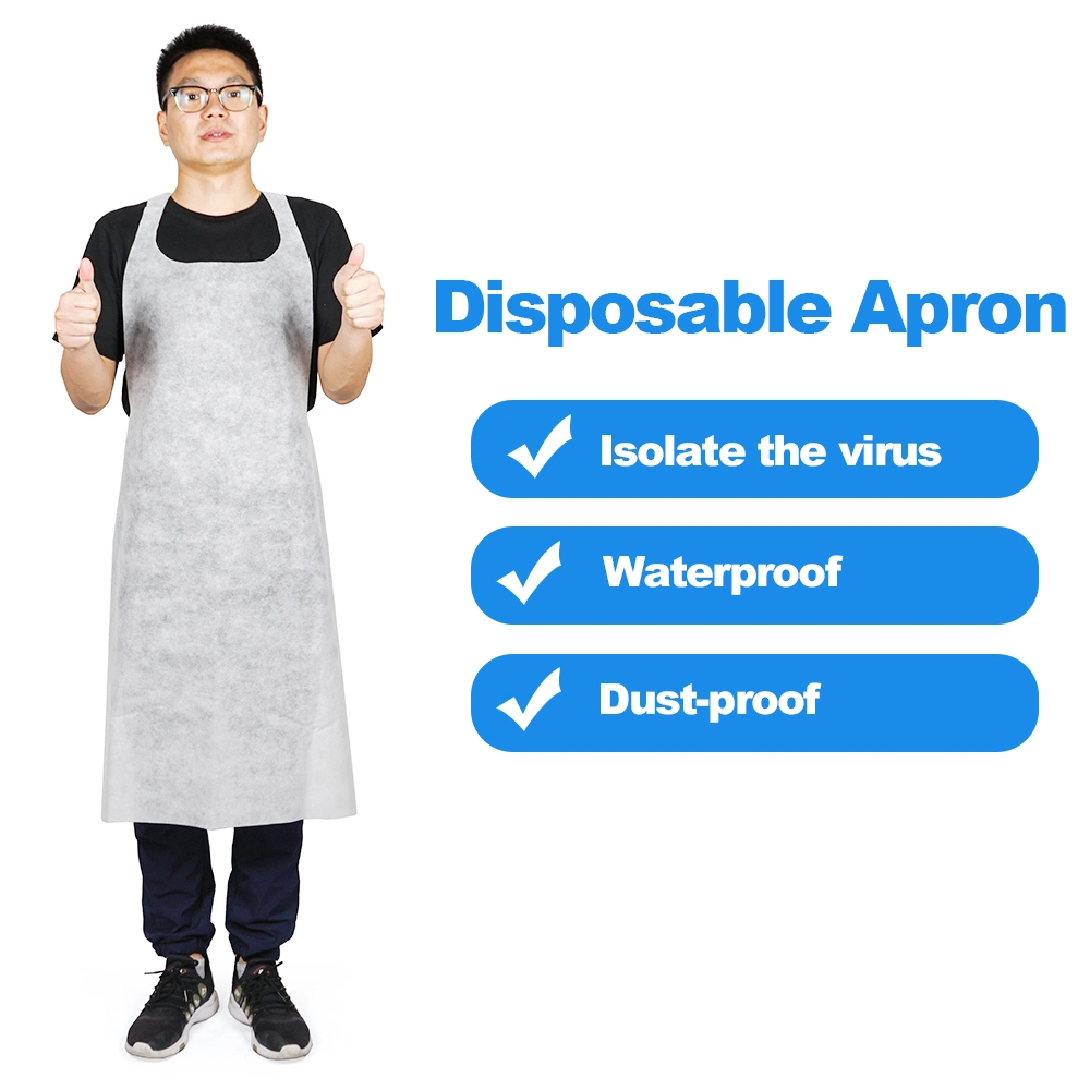 Multipurpose Disposable Apron, Dustproof Disposable PP Non-Woven Gowns, White Disposable Isolation Waterproof Protective Aprons
