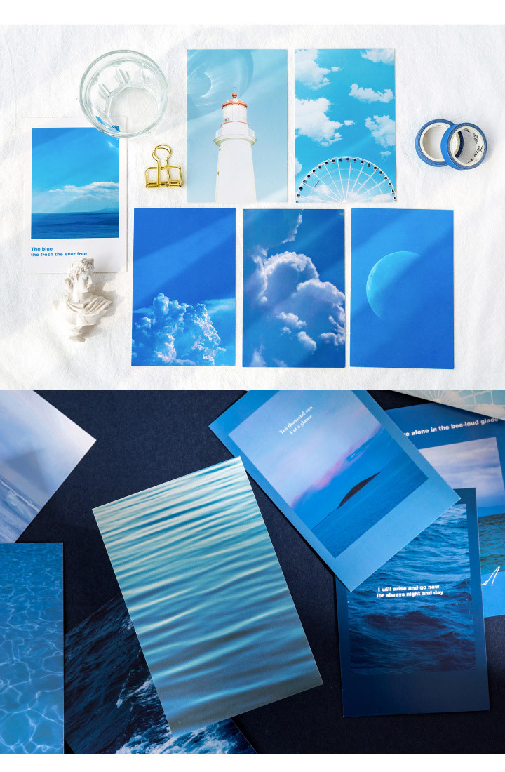Blue Printing Design Paper Box Package Post Paper Card