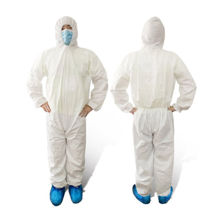 Non Woven White Disposable Plastic Isolation Gowns White Suit