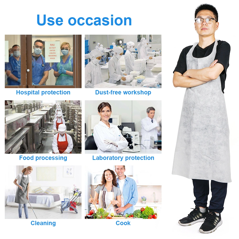 Multipurpose Disposable Apron, Dustproof Disposable PP Non-Woven Gowns, White Disposable Isolation Waterproof Protective Aprons