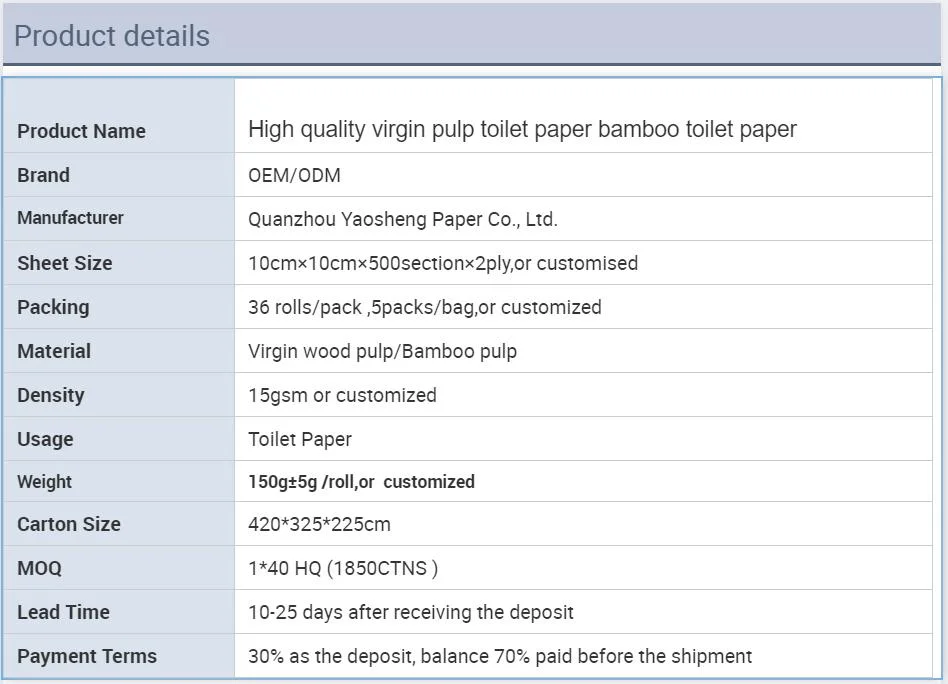 Bamboo Toilet Paper Wholesale Virgin Pulp Toilet Paper, High Quality Toilet Paper, Cheap Toilet Paper