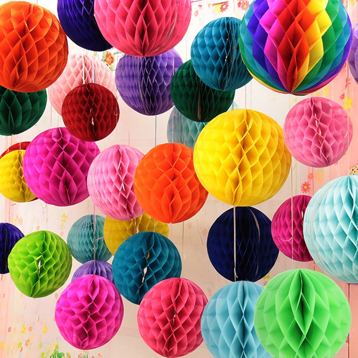 Hot Sale Wedding Tissue Paper Tassel Garland Hot Pink Honeycomb Tissue Balloons with Tassel