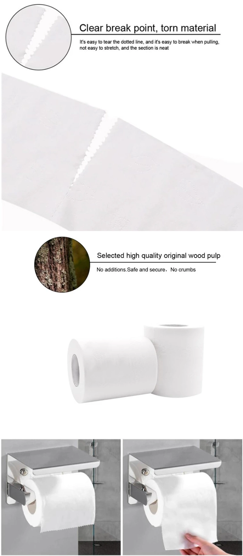Chinese Suppliers Eco Friendly Wood Pulp Toilet Tissue Paper