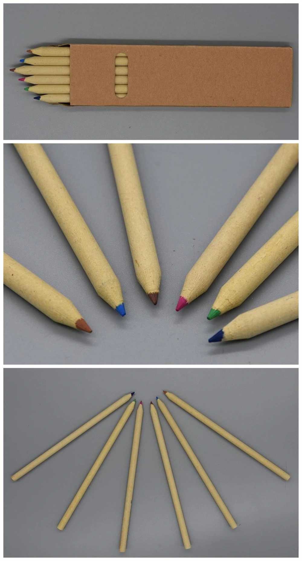 Recycled Good Sharpening 7''6 PCS Kraft Paper Colored Pencil in Paper Box