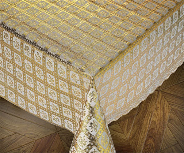 137cm PVC Gold Lace Tablecloths New Designs