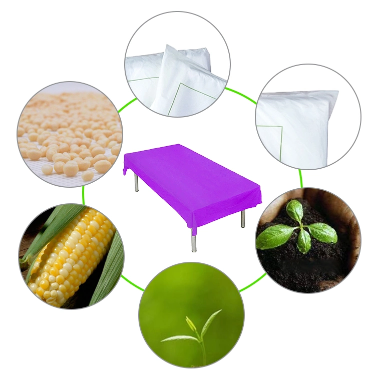 Hot Selling PLA Biodegradable Family Dinner Self Cutting Size Disposable Purple Color Tablecloth