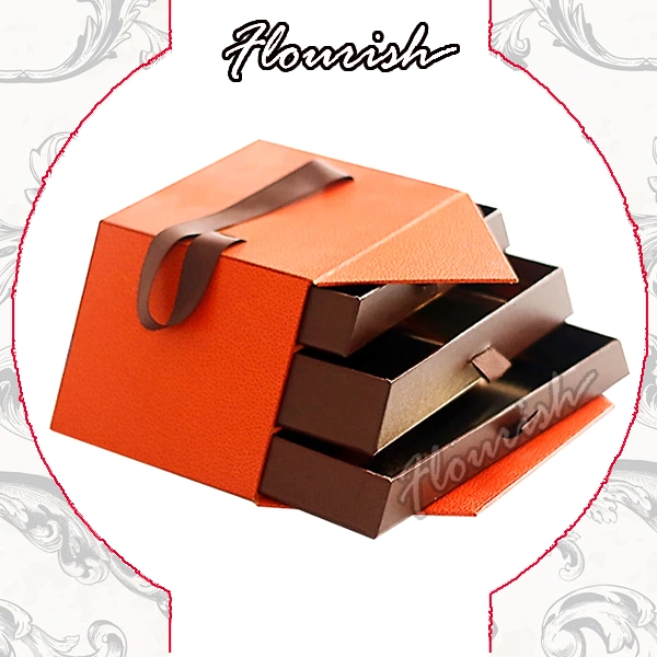 Special Pyramid Shape Orange Color Paper Gift Box for Chocolate/ Candy with Drawer