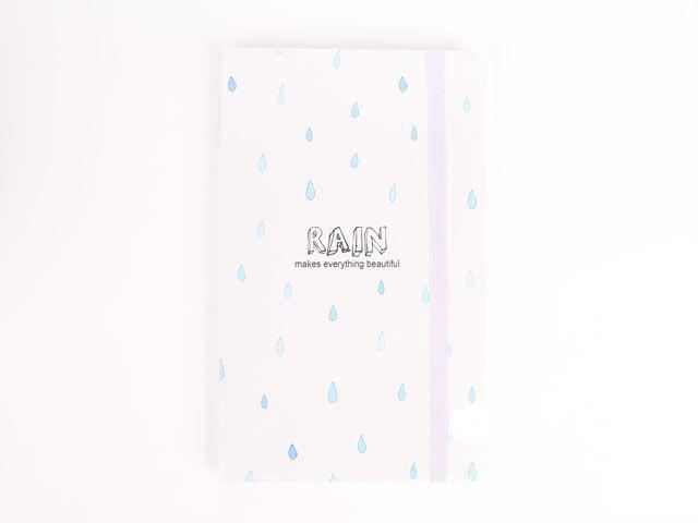 A5 96sheet 80g Rectangular Printed Raindrop Hard Paper Cover Notebook with Elastic Rope Yellow Paper Lock