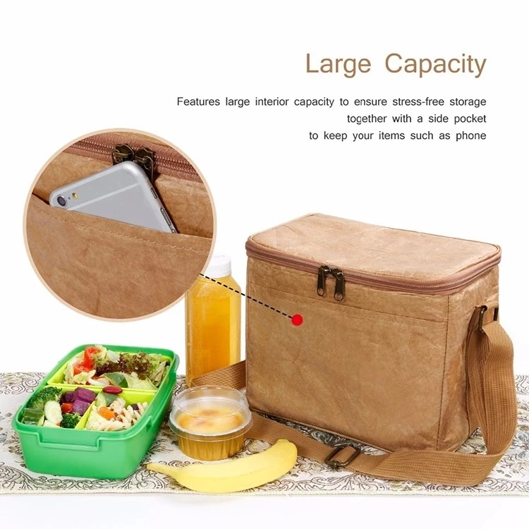 10L Standard Size Brown Water Proof Durable Insulated Custom Tyvek Paper Lunch Cooler Bag