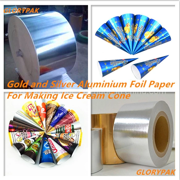 Ice Cream Cone Sleeve Paper Silver Gold Aluminium Foil Paper