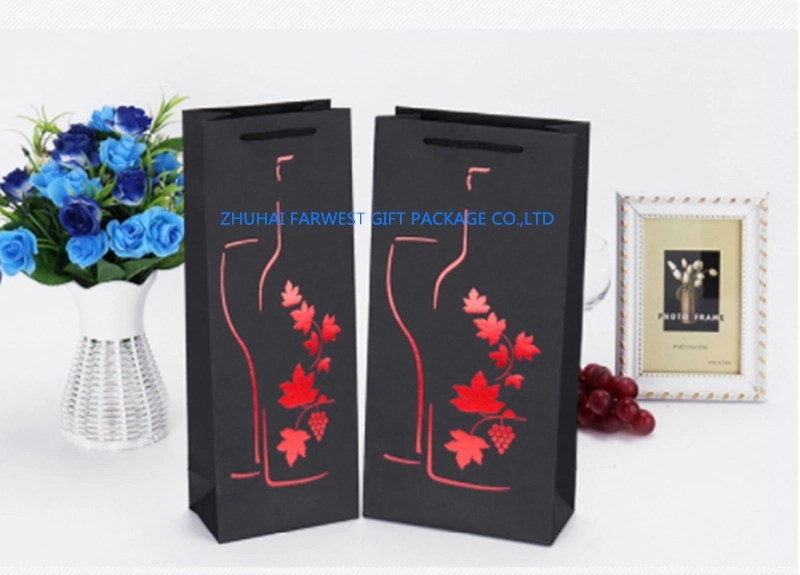 Paper Gift Bag Paper Handbag Red Wine Packaging Promotion Bag Wholesale Good Price